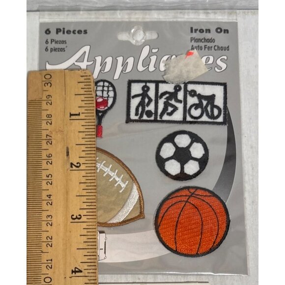 Iron On Sports Patches Set Includes 6 Pieces & Golf Flag 18 Applique By Wrights - Picture 4 of 6